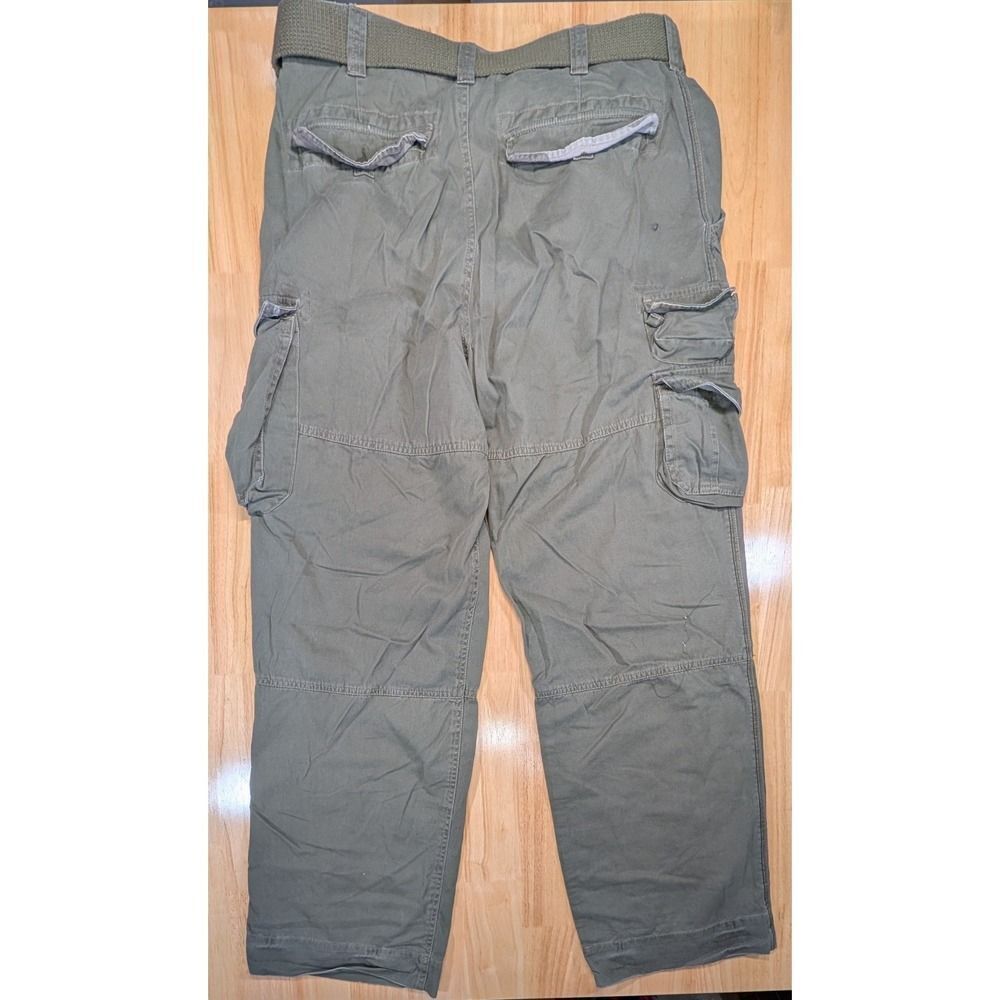Arizona Jean Co Mens Forest Green Vintage Surplus Cargo Pants with Belt 36x32 - Picture 10 of 14